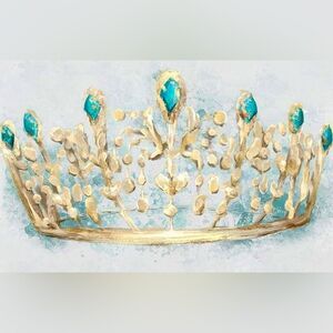 King Queen Crown Wall Art Fashion Glam Royal Jeweled Crowns Wall Art Print blue